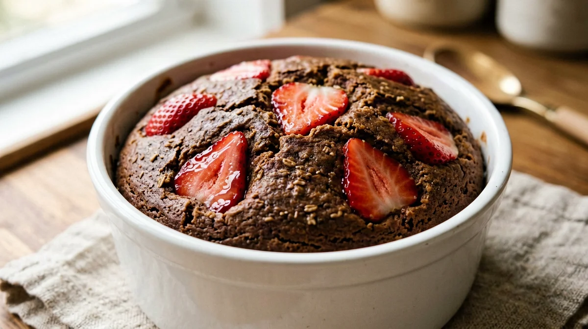 Baked oats vegani al cacao con fragole
