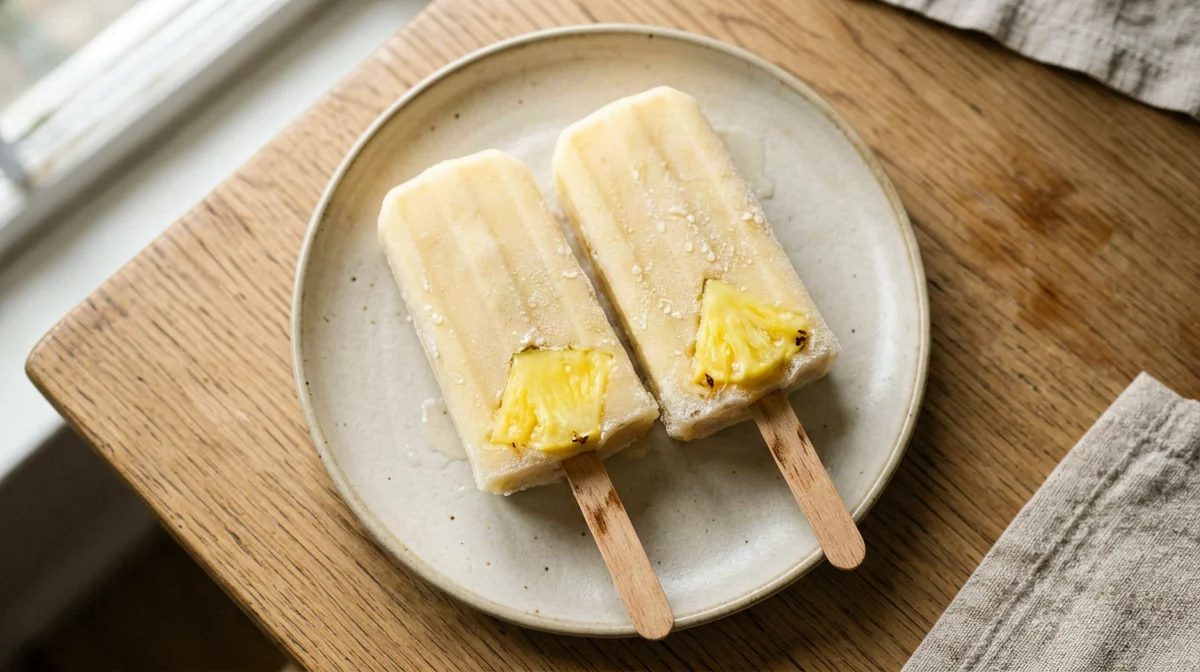 Creamy soy yogurt pineapple ice lollies