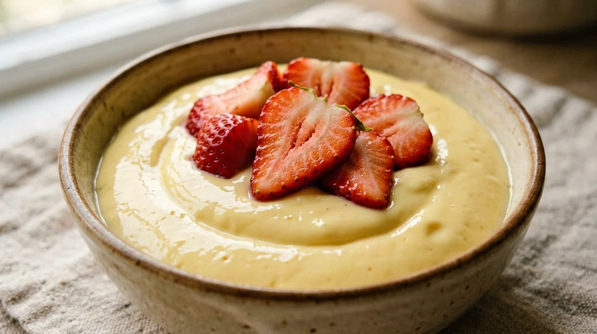 Crema pasticcera proteica allo skyr con fragole