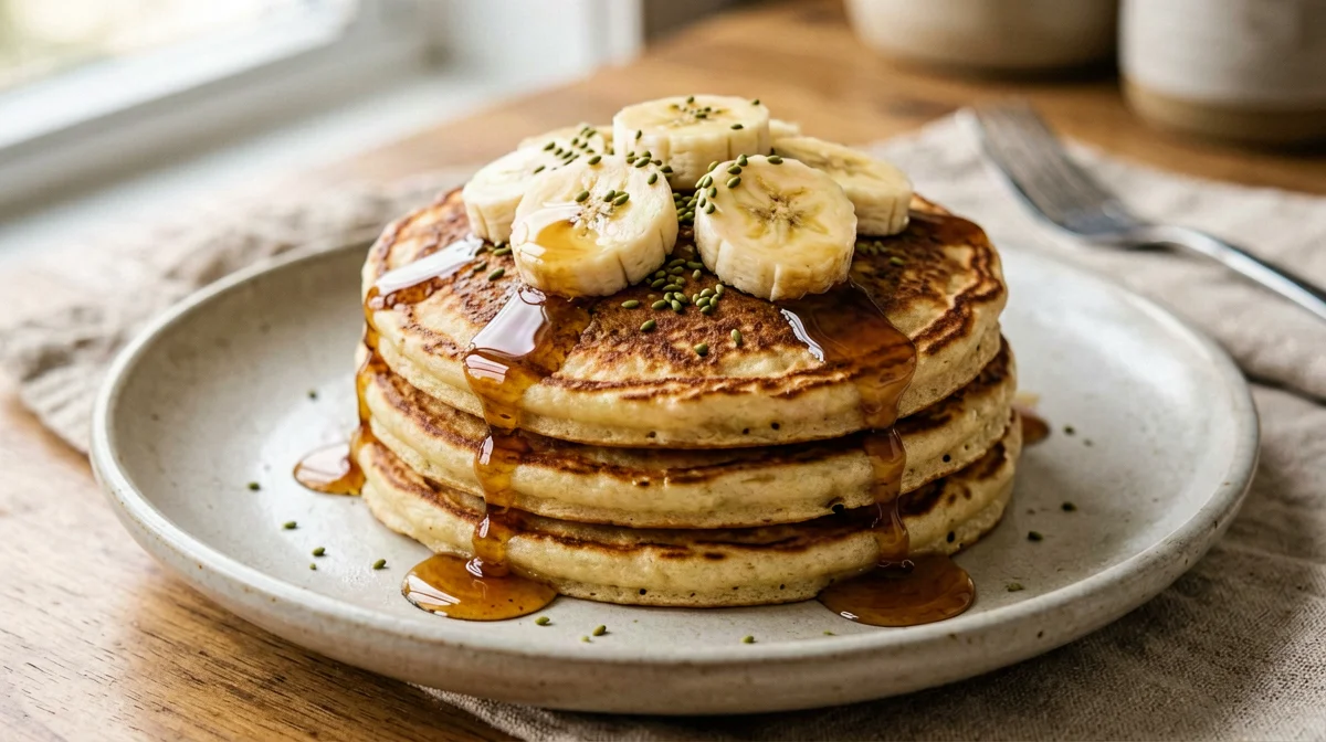 Pancake proteici di farina di ceci, banana e canapa