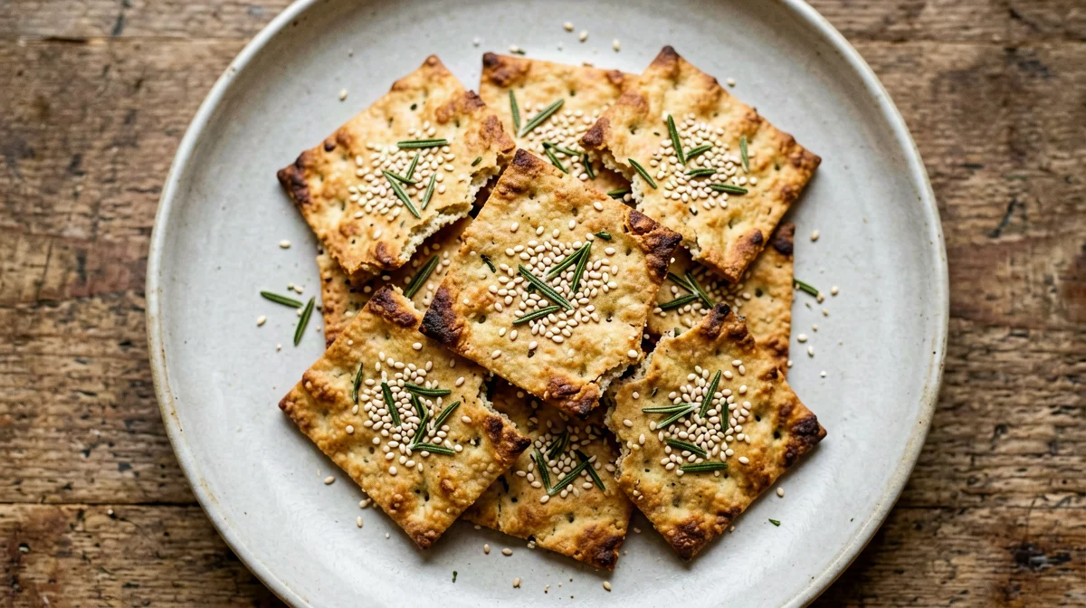 Rosemary chickpea and sesame crackers