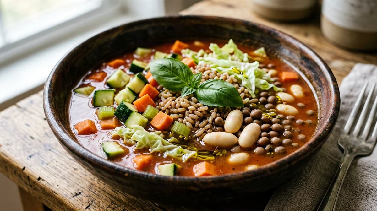 Mixed bean minestrone with brown rice