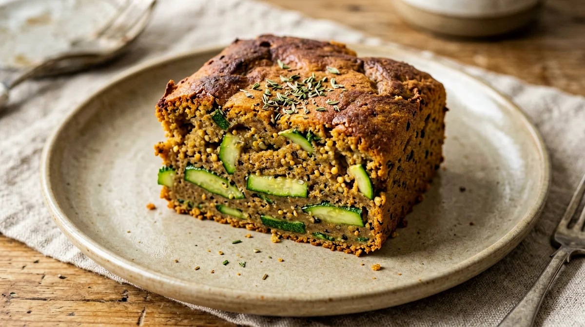 Baked red lentil and zucchini slice