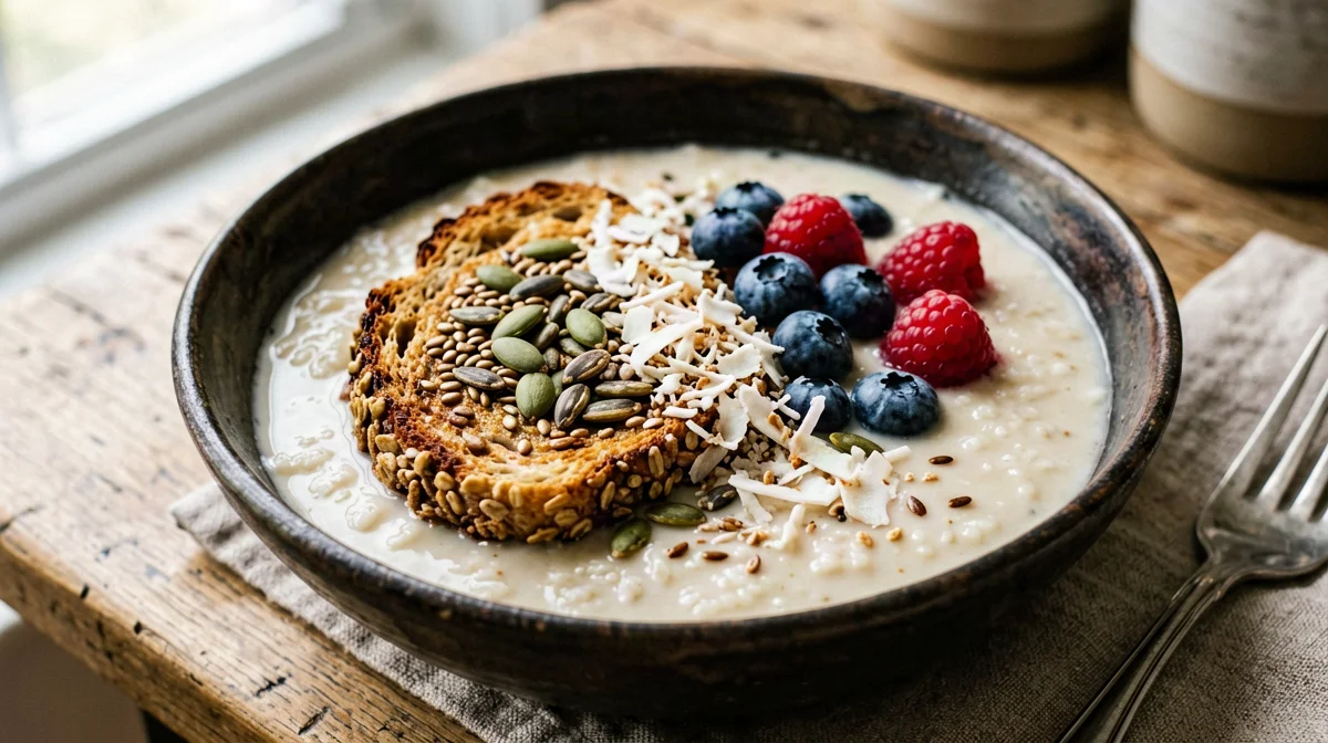 Buckwheat and seed granola with berries
