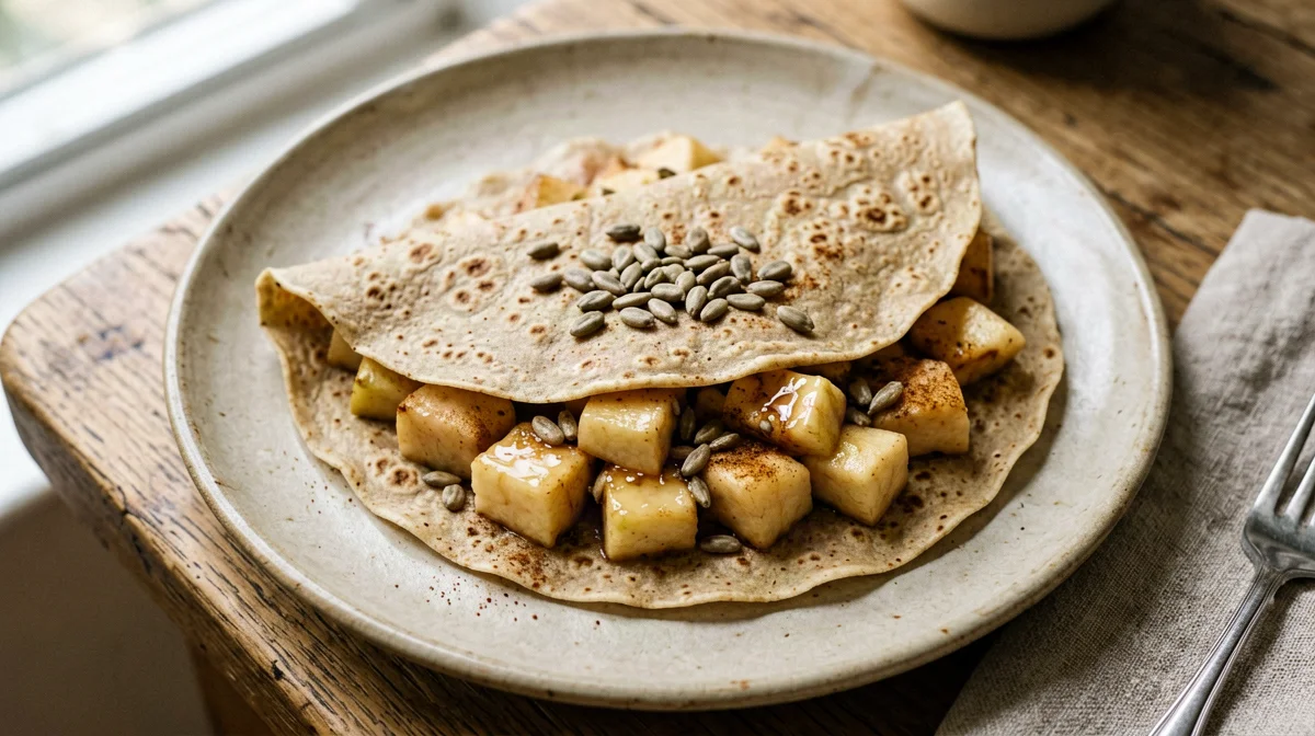 Crêpe di farina di castagne con composta di mele e cannella