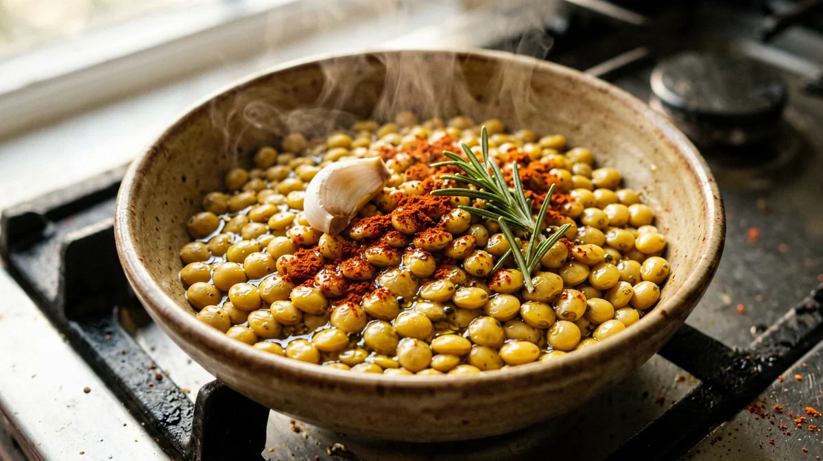Pan-tossed lupins with paprika and garlic