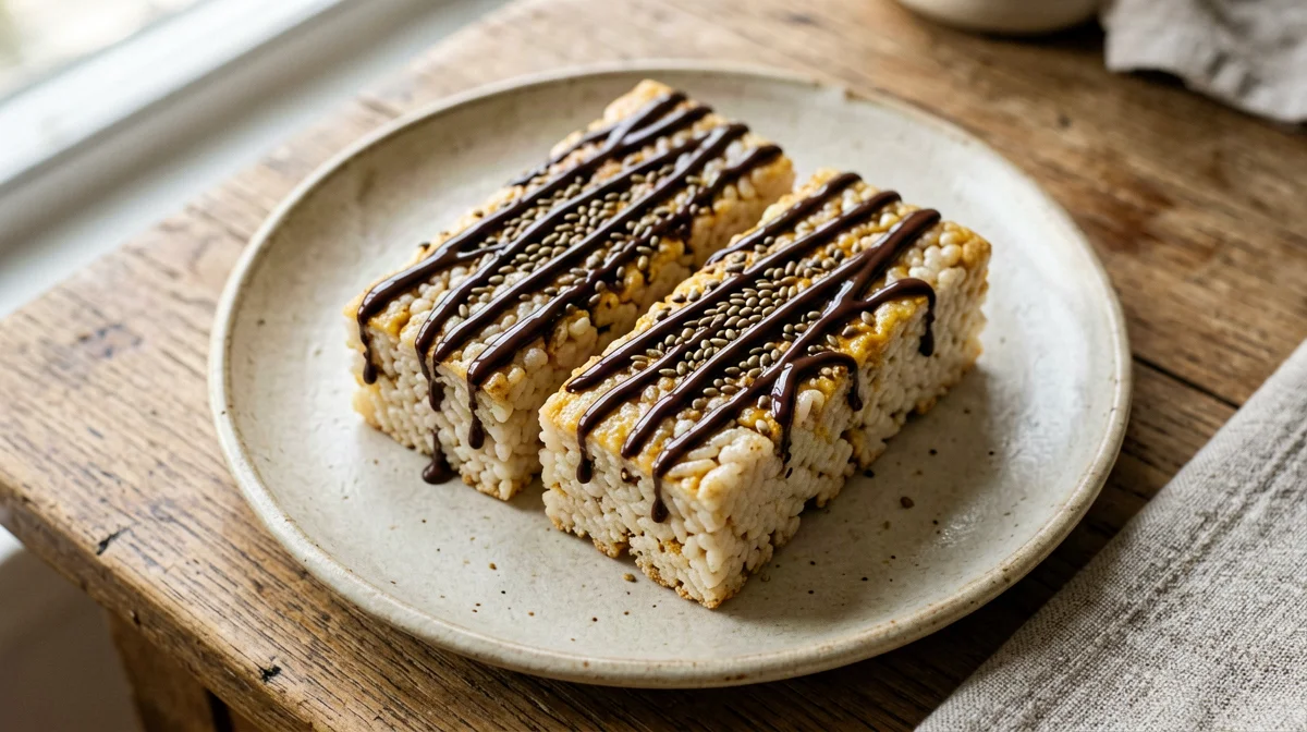Puffed rice, tahini and dark chocolate bars