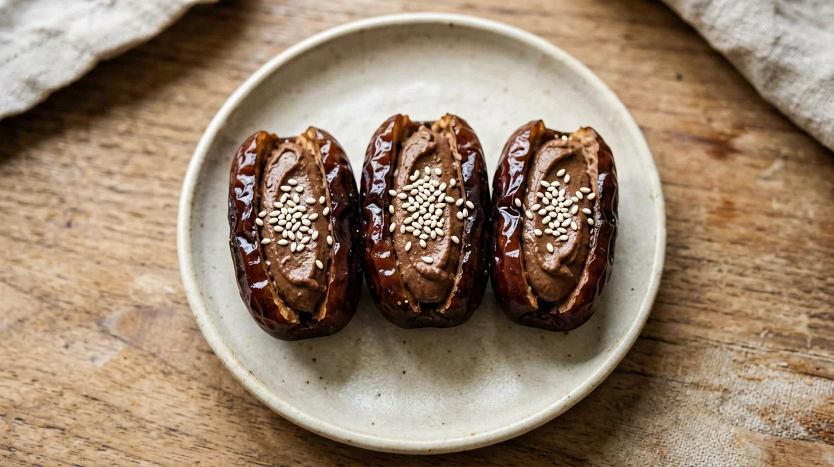 Dates stuffed with cocoa tahini