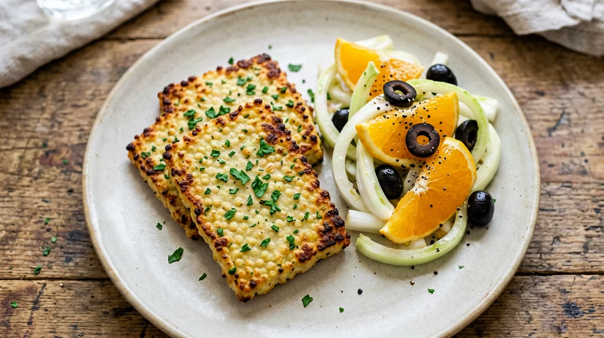 Baked panelle with fennel and orange salad