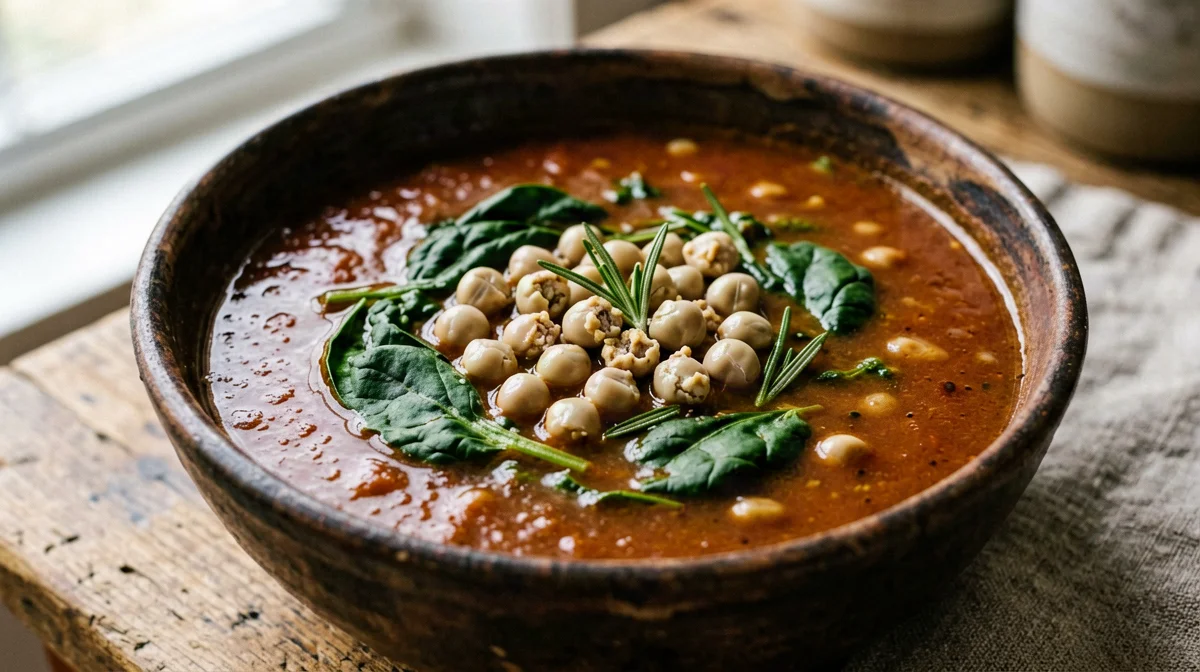 Umbrian grass pea and spinach soup