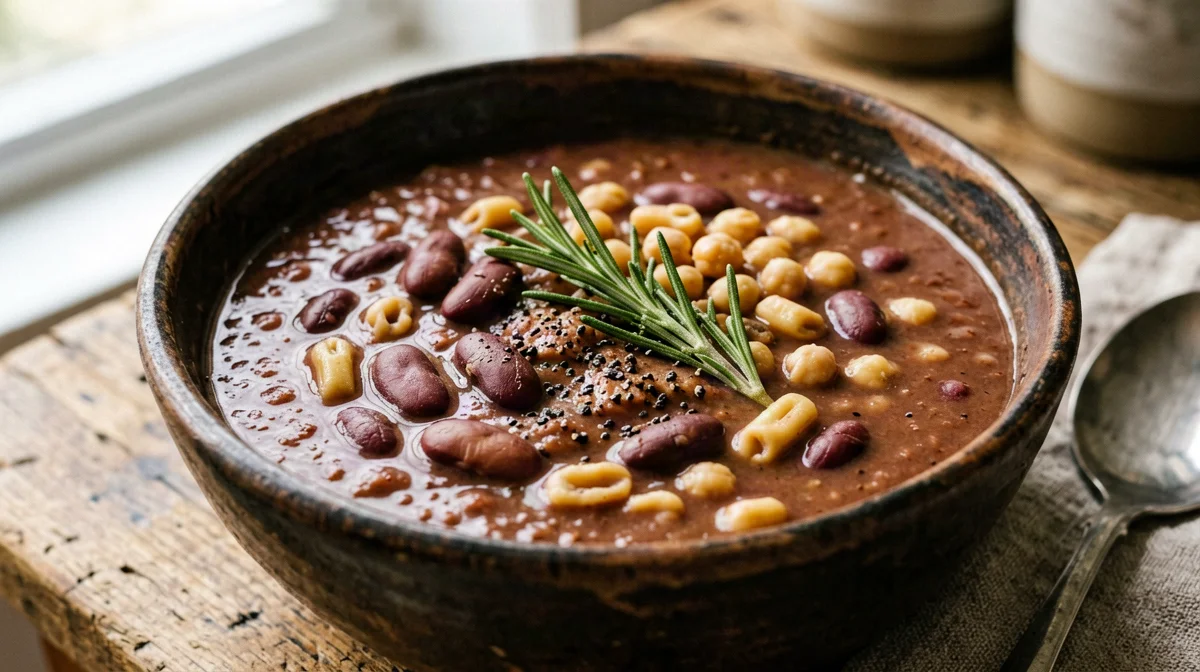 Pasta e fagioli con pasta di ceci e rosmarino