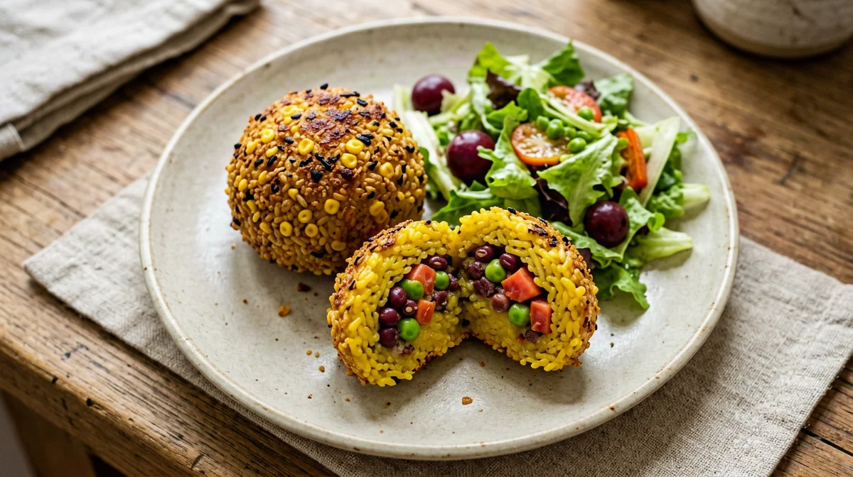 Arancini al forno di riso e ragù di lenticchie