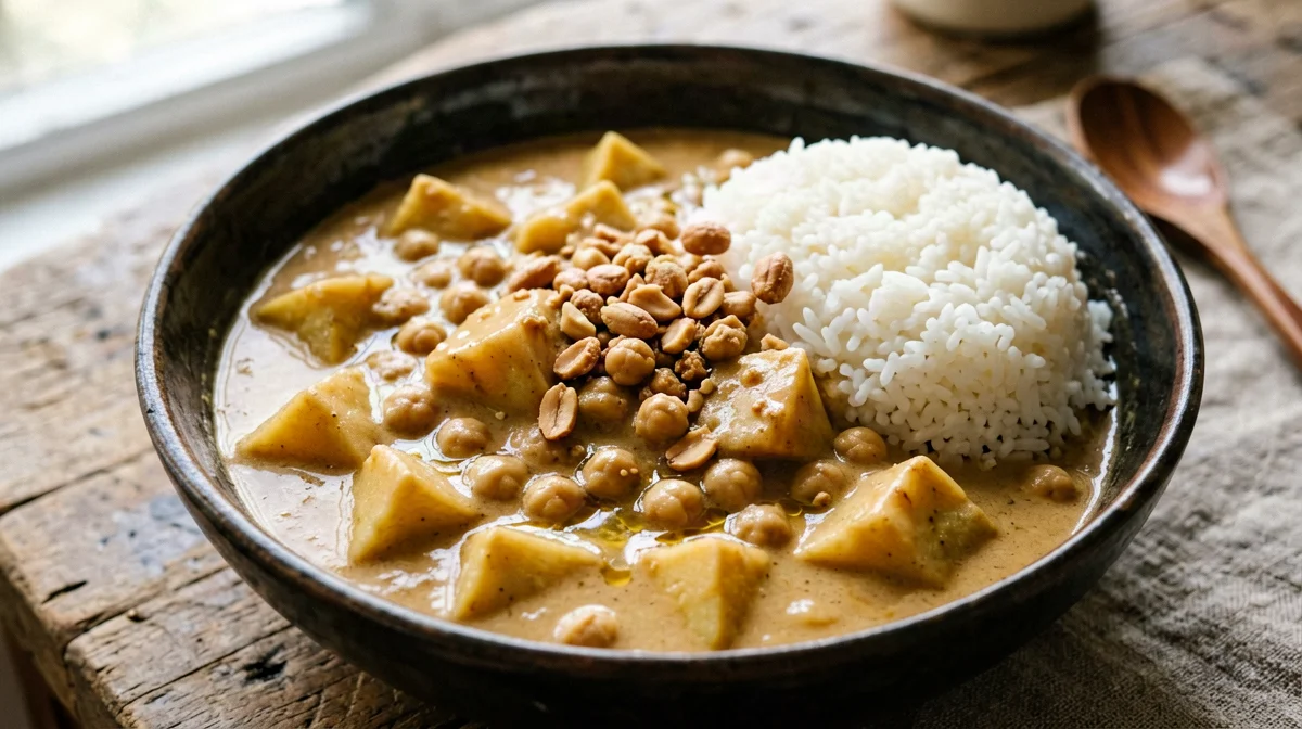 Massaman di ceci e patate al cocco con riso jasmine