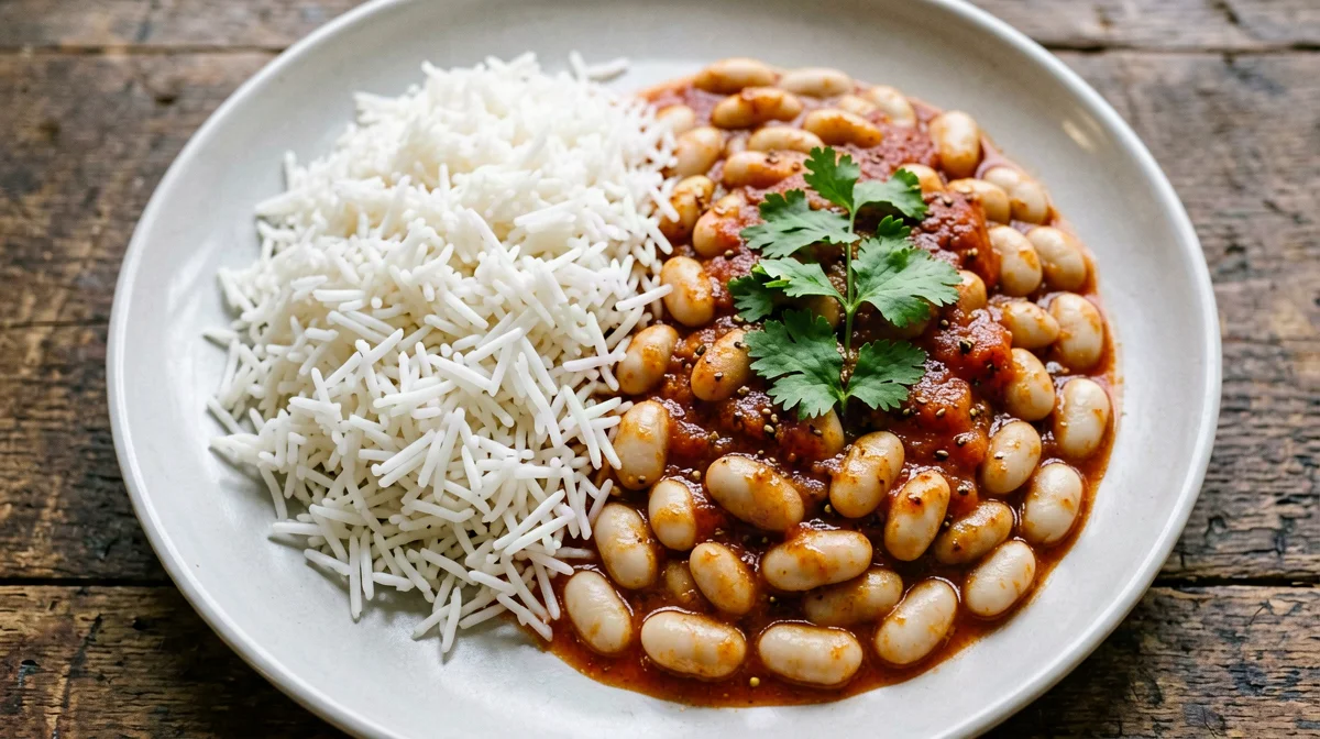 Cumin cannellini fasolia with cinnamon rice