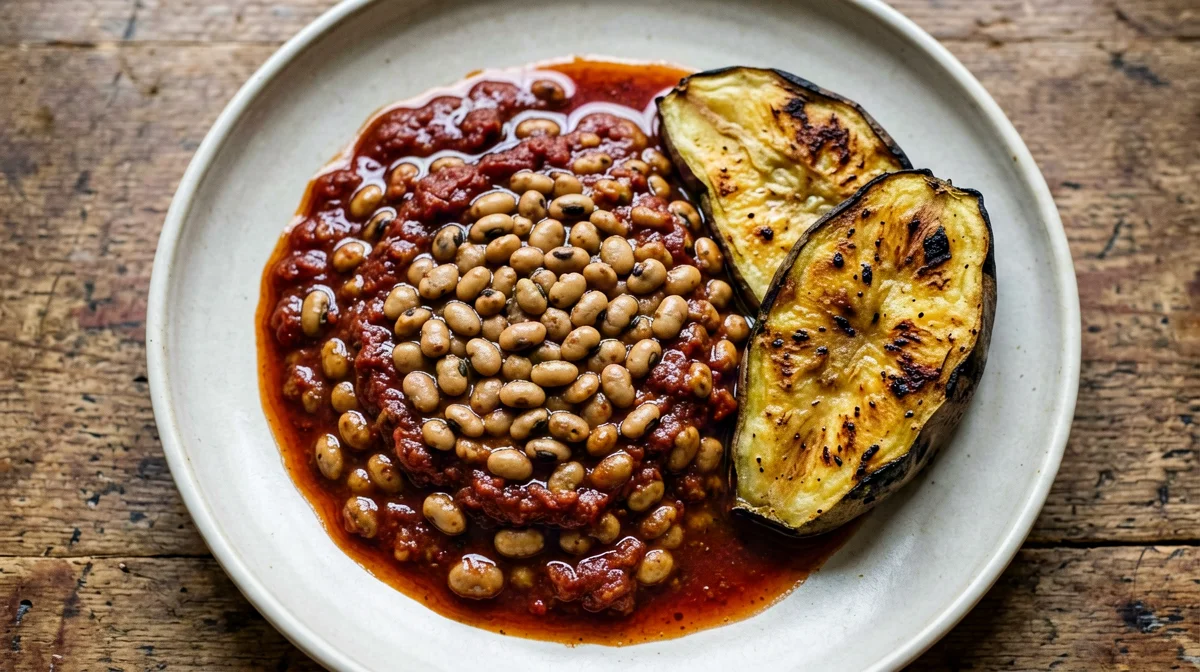 Ghanaian red red: black-eyed peas with plantain