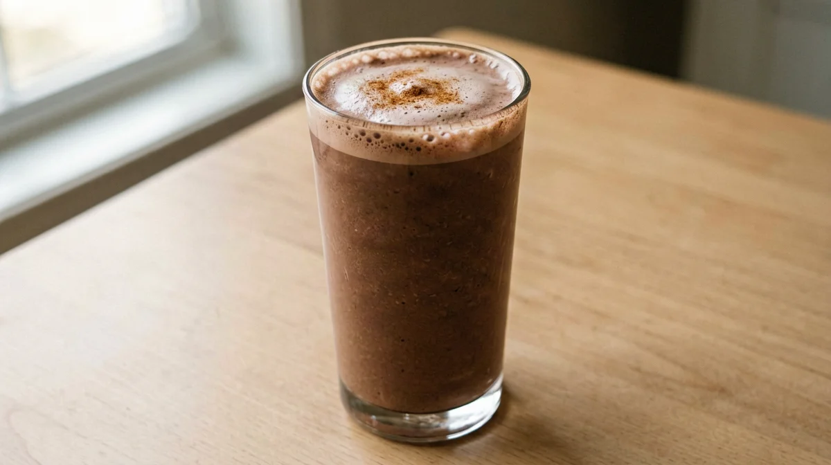 Frullato proteico di banana, cacao e burro di mandorle