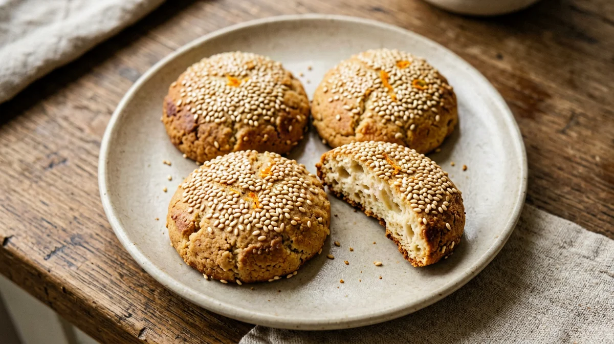 Biscotti proteici di farina di ceci al sesamo e arancia