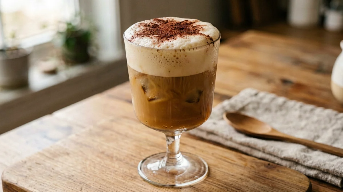 Caffè shakerato proteico alla bevanda di piselli