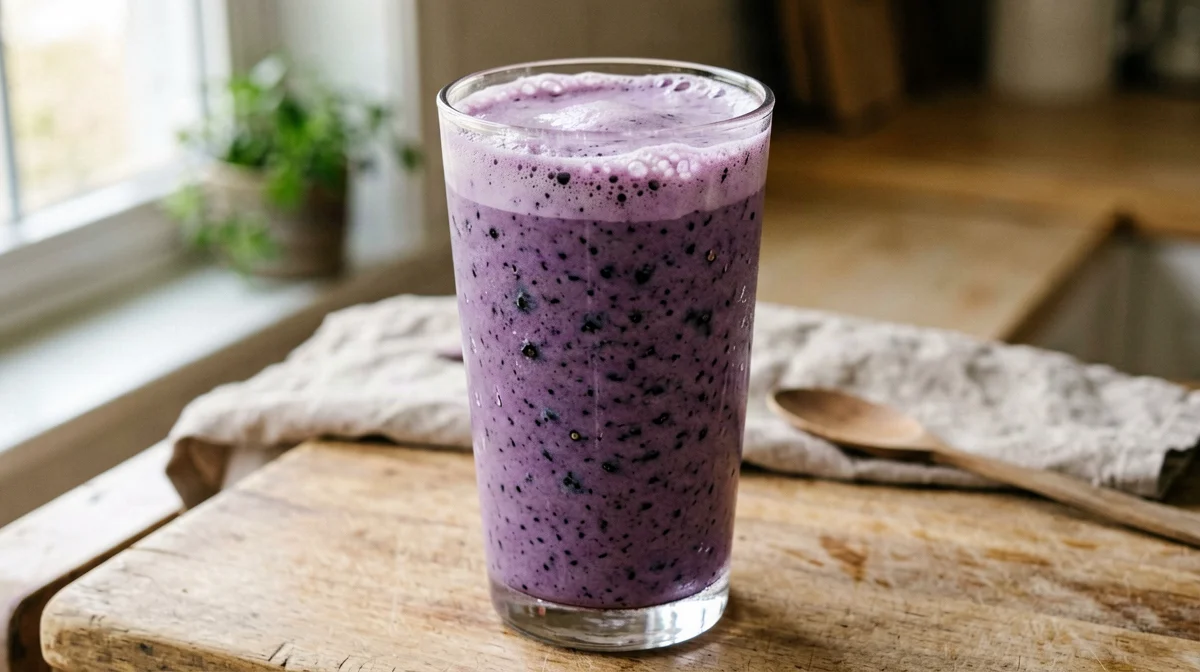 Frappè proteico di mirtilli e crema di anacardi