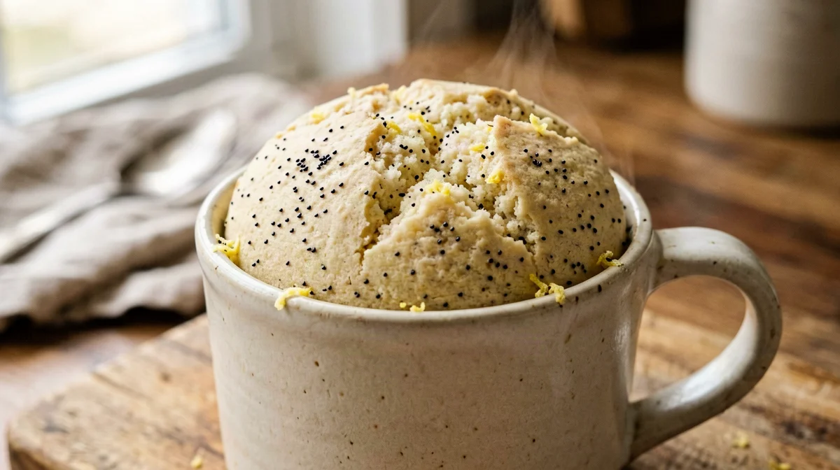 Lemon poppy seed pea protein mug cake