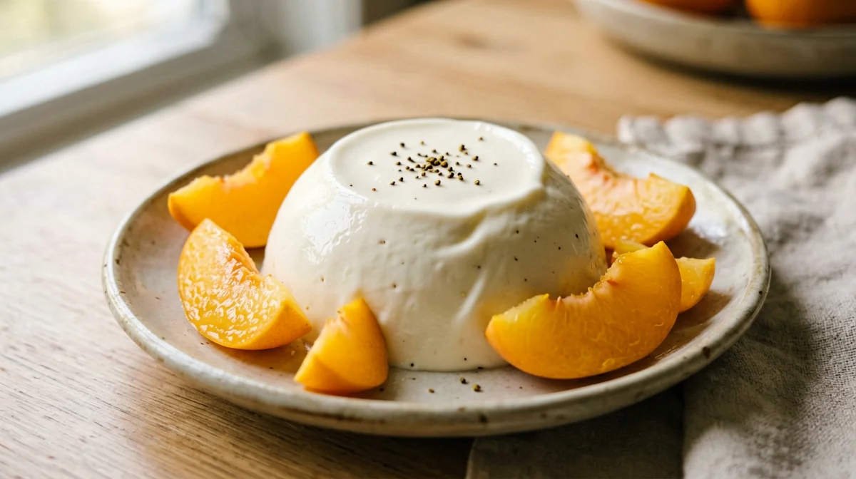 Panna cotta di soia al cardamomo con albicocche